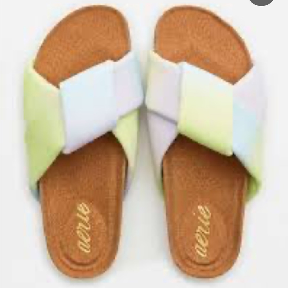 NWT Aerie Puffy Twist Sandal slides tie dye multicolor